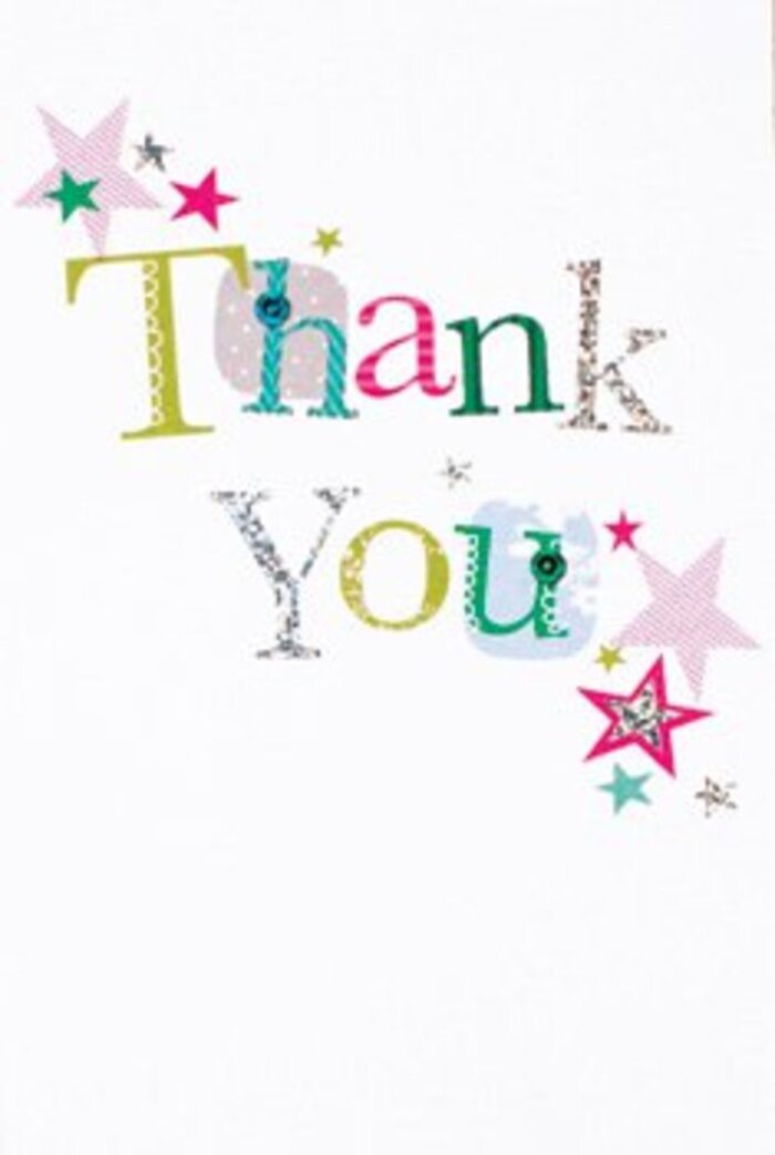 This thank you card skilfully blends graceful design with exuberant spirit, encapsulating exactly the sense of connection that thrives here in Mitcham. Each letter in Thank You is thoughtfully drawn-some with playful dots and curving lines, others more refined and subtly stitched-forming a harmonious composition that feels both whimsical and mature. The mix of fresh greens, fuchsias, and calming blue shades evokes the lively contrasts found in Mitcham's bustling markets and tranquil green spaces. Clusters of vibrant stars-some striped in pink, others glowing in turquoise or shimmering silver-gather near the inscription, as if coaxing forth extra cheer. The card's composition is open and modern, with a soft sense of movement, much like a gentle breeze along the River Wandle. It isn't overly formal nor too informal, making it a versatile accompaniment to say thank you for neighbours' help, a teacher's care, or a thoughtful gesture from a friend in Mitcham. With the skilled touch of a local florist, this card is always a memorable addition to a floral delivery-subtle enough to suit every recipient, yet distinct enough to leave a genuine impression.