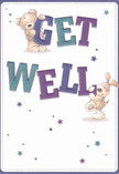 The joyful design of this get well card captures the lively, neighbourly spirit of Mitcham, making it ideal for anyone recovering nearby. Two endearing characters-a teddy bear and a floppy-eared puppy-appear to bounce from the page, each joyfully lifting and balancing vibrant, indigo and teal letters spelling out 'Get Well.' Their fur, illustrated with soft brushstrokes, seems almost tangible, offering the same comfort as a gentle hug from a friend after a stroll through Mitcham Common. Sprinkled throughout are stars in cool shades of blue, lavender, and purple, filling the scene with playful optimism, like street markets lighting up the evening. The creamy white background exudes clarity and peace, tenderly framing every aspect of the illustration. This card, much like a bespoke bouquet from the local florist, brings more than just a message-it arrives as an emotional salve, infusing any home or hospital bedside in Mitcham with warmth, encouragement, and a little everyday magic.