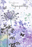 This sympathy card feels like a soft, visual sigh-a quiet expression of care painted in cool, comforting tones that echo the calm of Mitcham's open spaces at dusk. Airy silhouettes of wildflowers stretch upwards from the base, their stems as fine as drawn threads, their umbel-shaped blooms opening into intricate, star-like clusters. Shades of lavender, indigo, and soft blue flow gently across their petals, while touches of silvery green suggest faint, feathery foliage at their feet. Behind them, the background dissolves into a serene wash of colour, where light violets and blue-greys merge like distant clouds above Mitcham Common on a still evening. Soft impressions of additional stems and leaves drift in and out of focus, adding depth without disturbing the sense of quiet. Butterflies hover here and there among the blooms, their wings rendered in delicate, translucent strokes, conveying a feeling of gentle presence and transformation. The lighting is diffuse and soothing, with no sharp contrasts-just a calm, even glow that wraps the entire illustration in a sense of peace. The card's mood mirrors the respectful hush we observe when delivering sympathy flowers to local homes, chapels, and gathering places around Mitcham. You can almost imagine the faint rustle of petals and leaves in a light breeze, or the stillness that follows a thoughtful goodbye. This design becomes more than decoration; it is a tender companion to words of condolence, offering visual solace to those navigating grief within the Mitcham community, and assuring them that they are held in quiet, enduring remembrance.